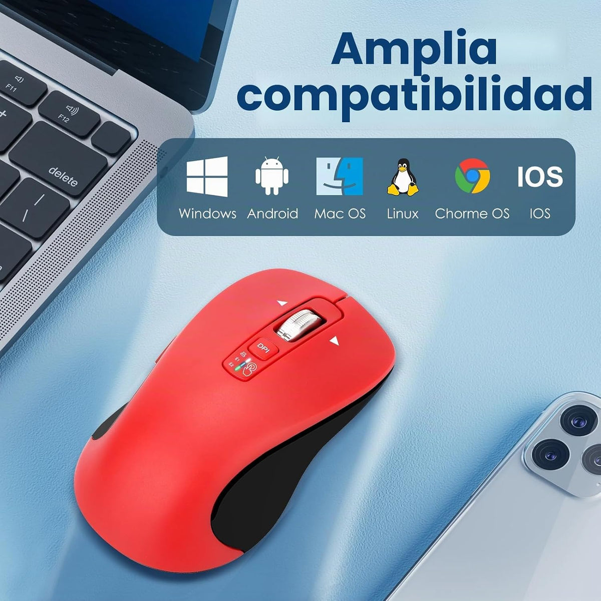 CITLLA Ratón Inalámbrico Bluetooth (USB + BT1 + BT2), Tamaño Comple...