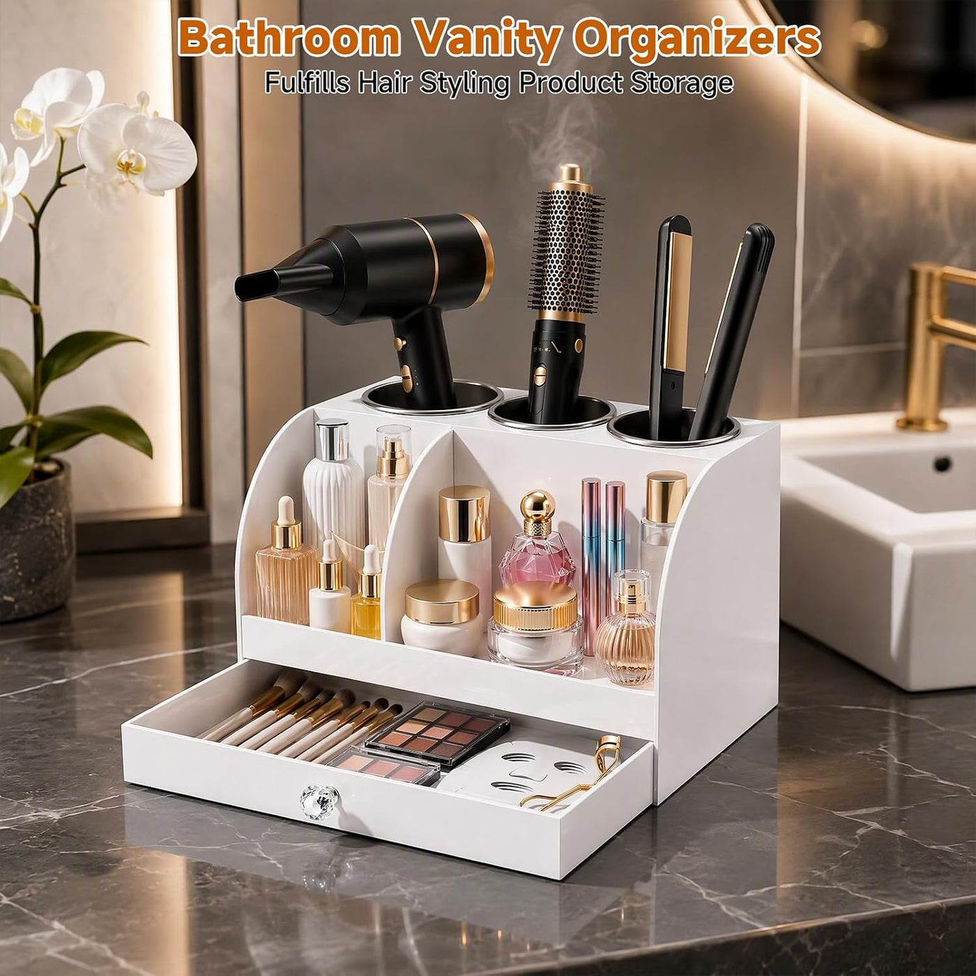 Organizador de herramientas para el cabello con cajón, organizador...