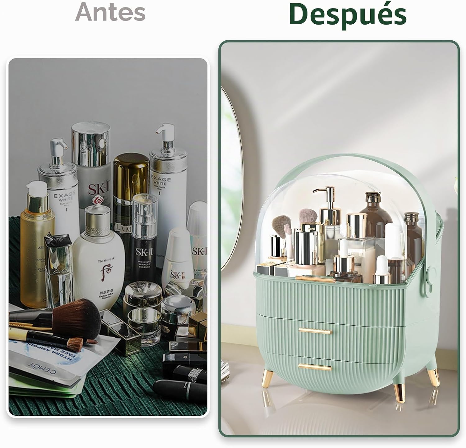 Organizador de maquillaje para tocador, organizador de cosméticos d...