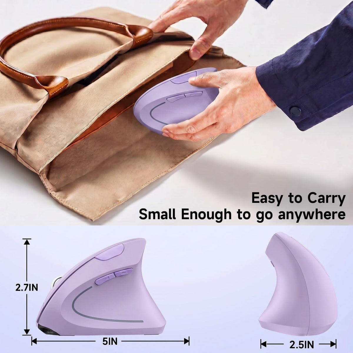 tlkawzy Ratón inalámbrico vertical ergonómico, elegante, recargable...