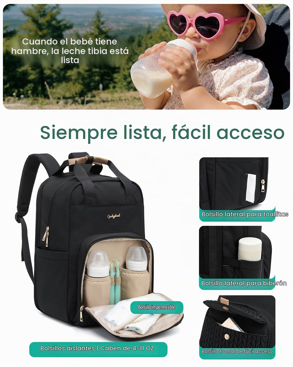 Qualyphant Mochila de pañales extragrande para 2 niños expandible 2...