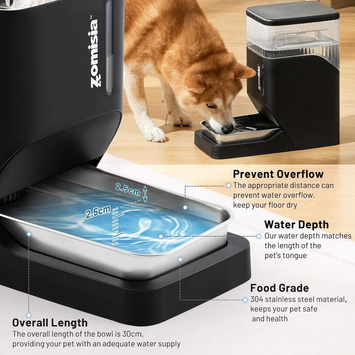 ZOMISIA Dispensador automático de agua para perros de 11 litros con...