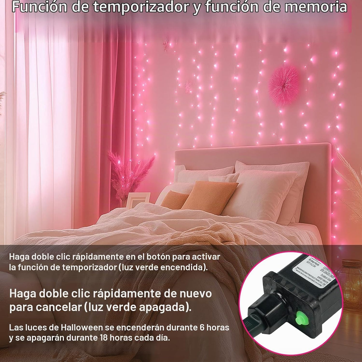 Guirnalda de 200 luces LED conectables, luces de Navidad de 66 pies...