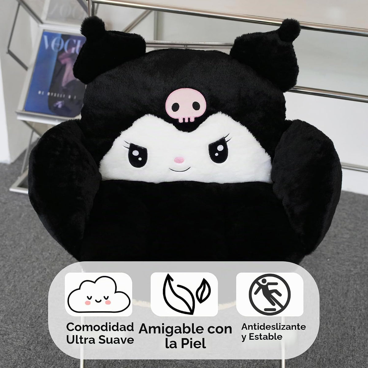Juju - Cojín Kawaii negro \u2013 Decoración de habitación Kawaii \u...