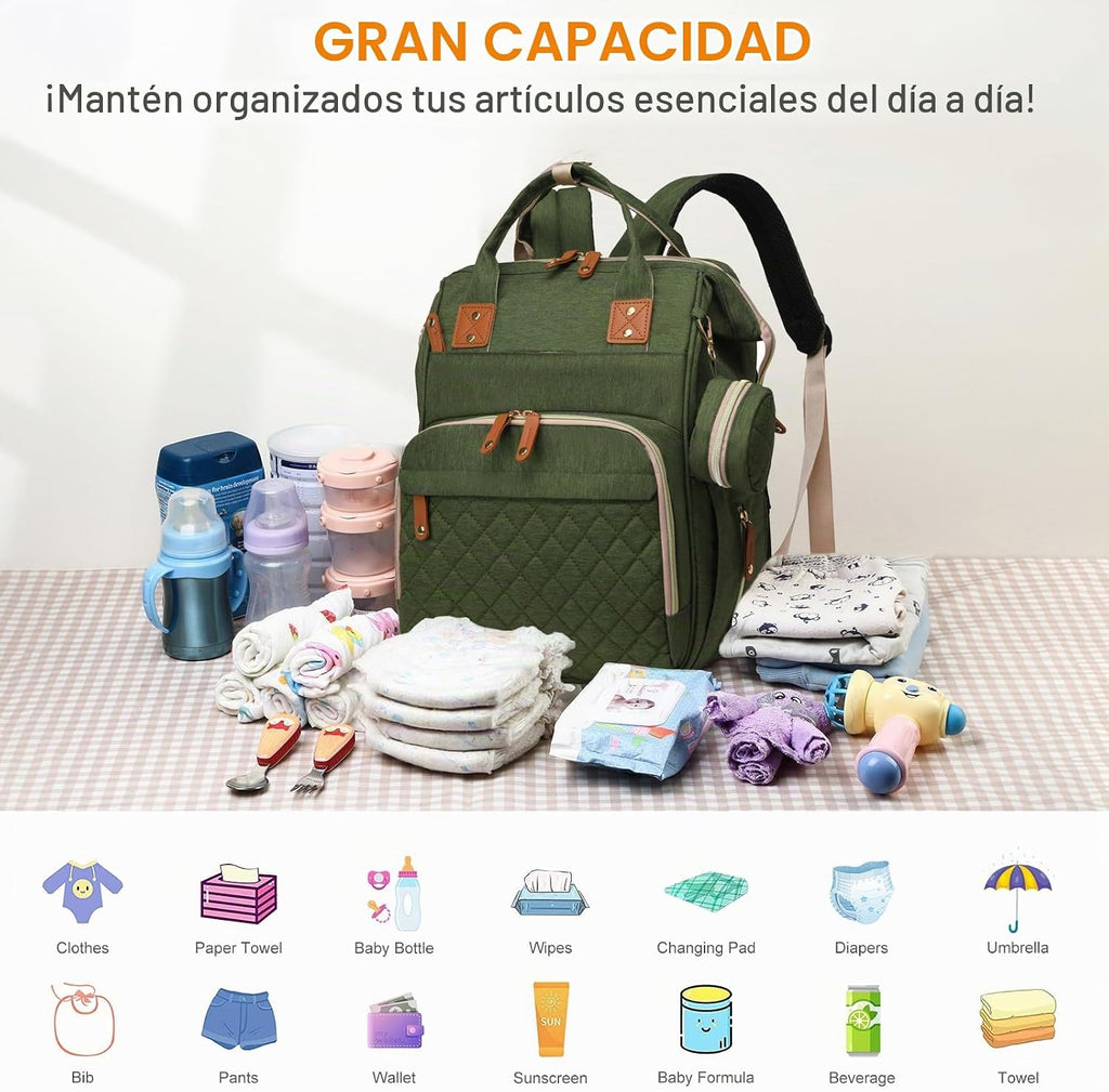 Lamroro Bolsa de pañales con cambiador, mochila de pañales 3 en 1 p...
