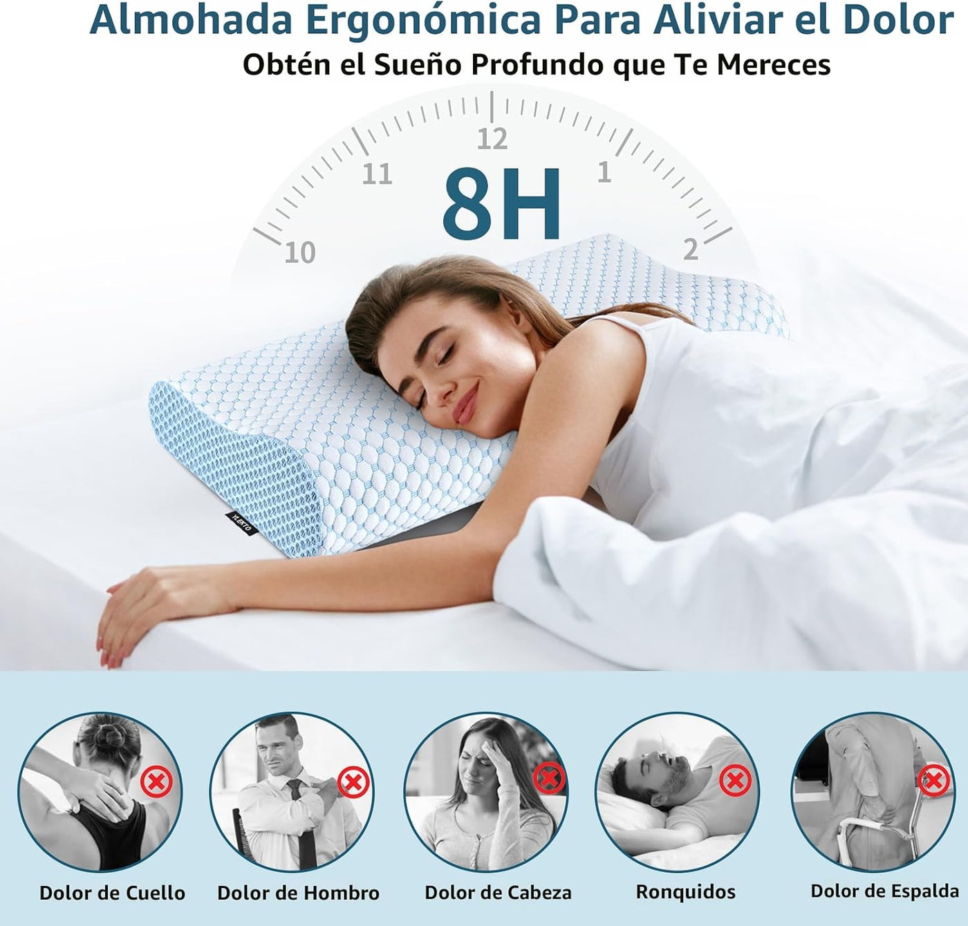Almohada cervical para aliviar el dolor de cuello, almohadas de esp...