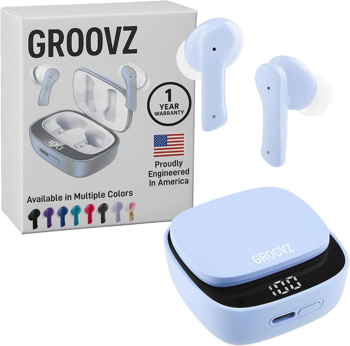 Auriculares verdaderamente inalámbricos Groovz con estuche de carga...