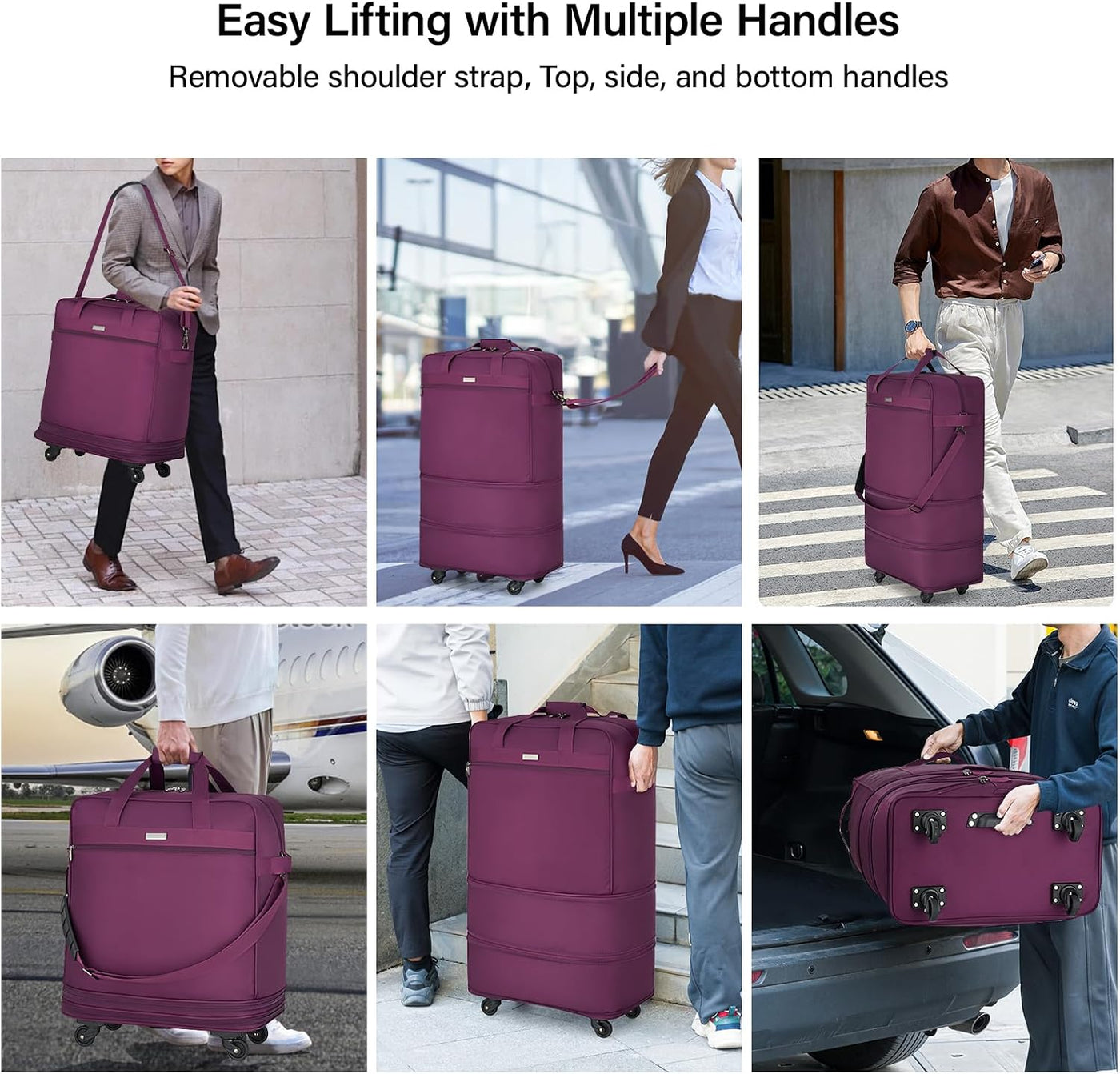 Maletas Hanke con ruedas Bolsa de equipaje expandible plegable Bols...