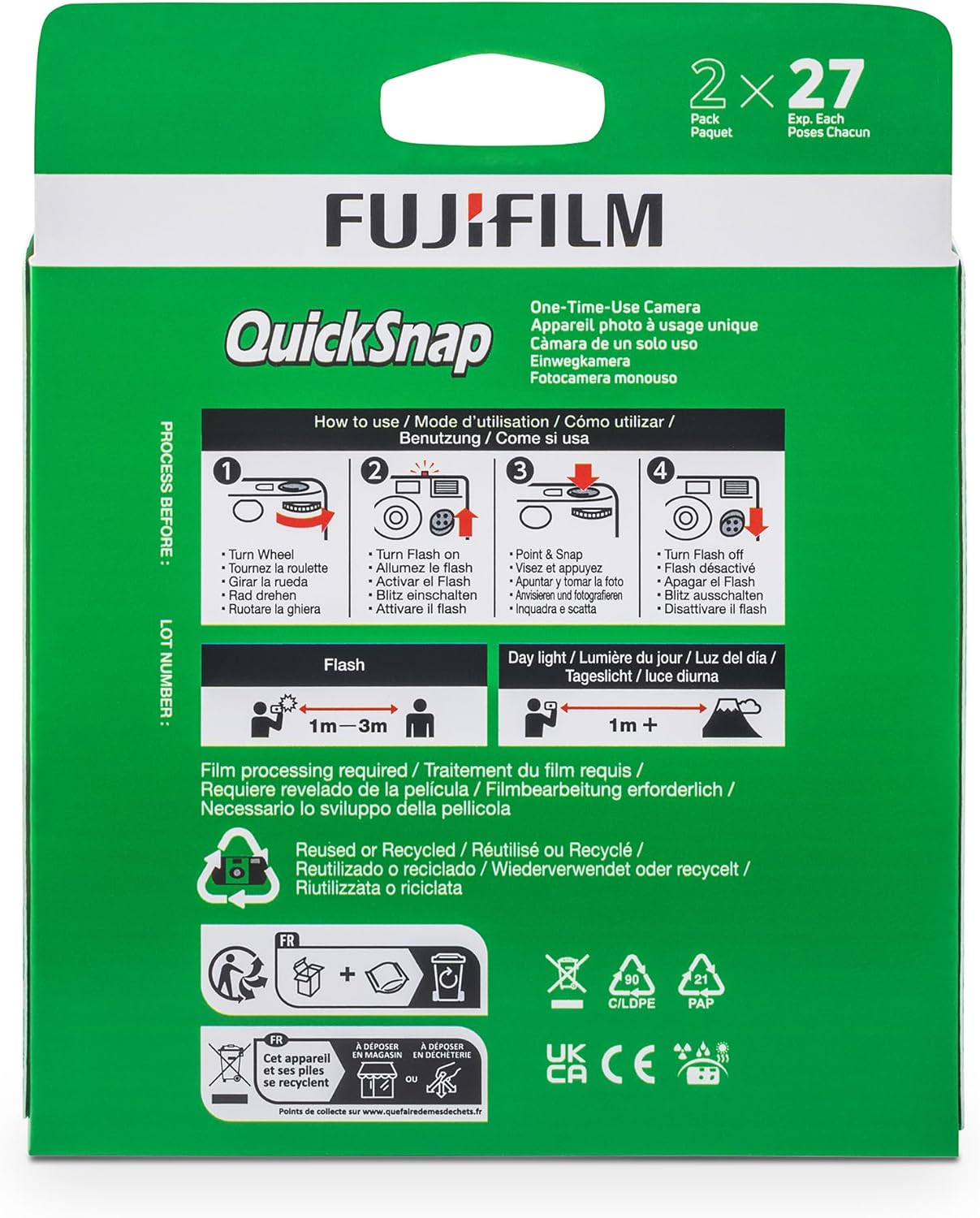 Fujifilm QuickSnap Flash 400 - Cámara de uso único, paquete de 2
