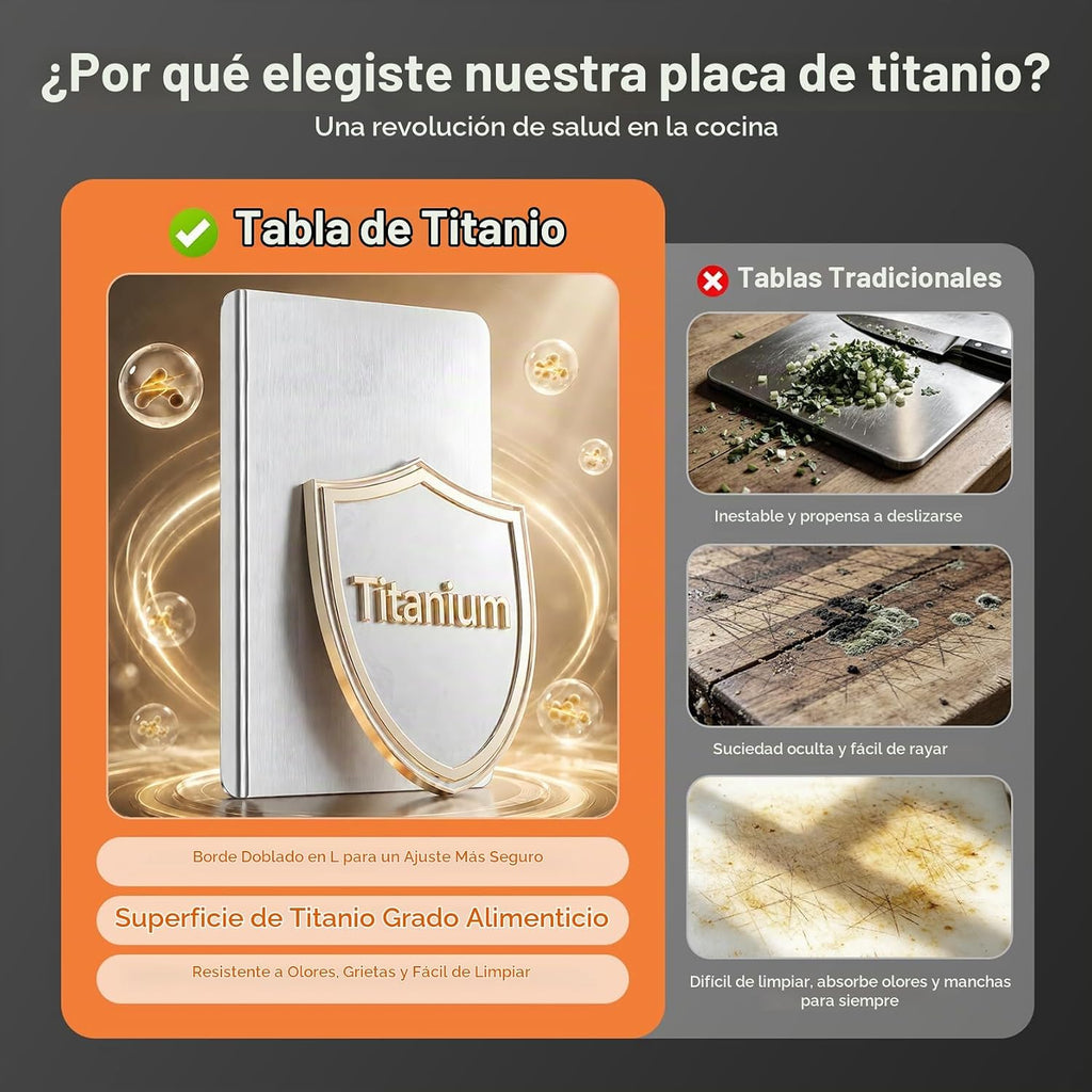 Tablas de cortar de titanio para cocina, no tóxicas de titanio puro...