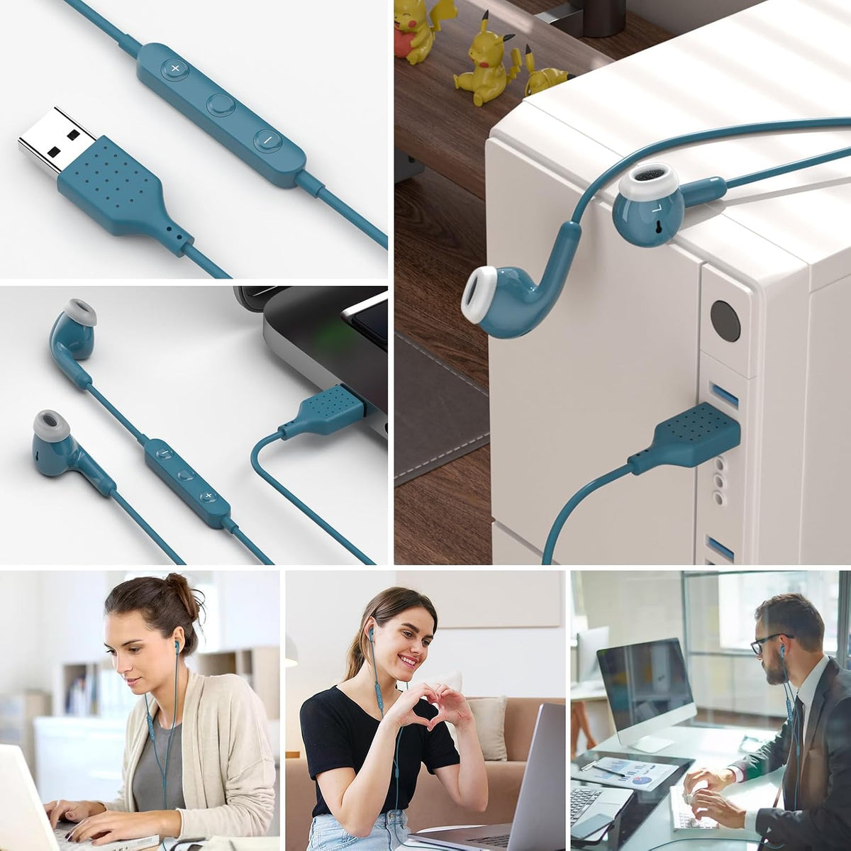 AIAUXAI Auriculares USB para PC,Auriculares con micrófono para comp...