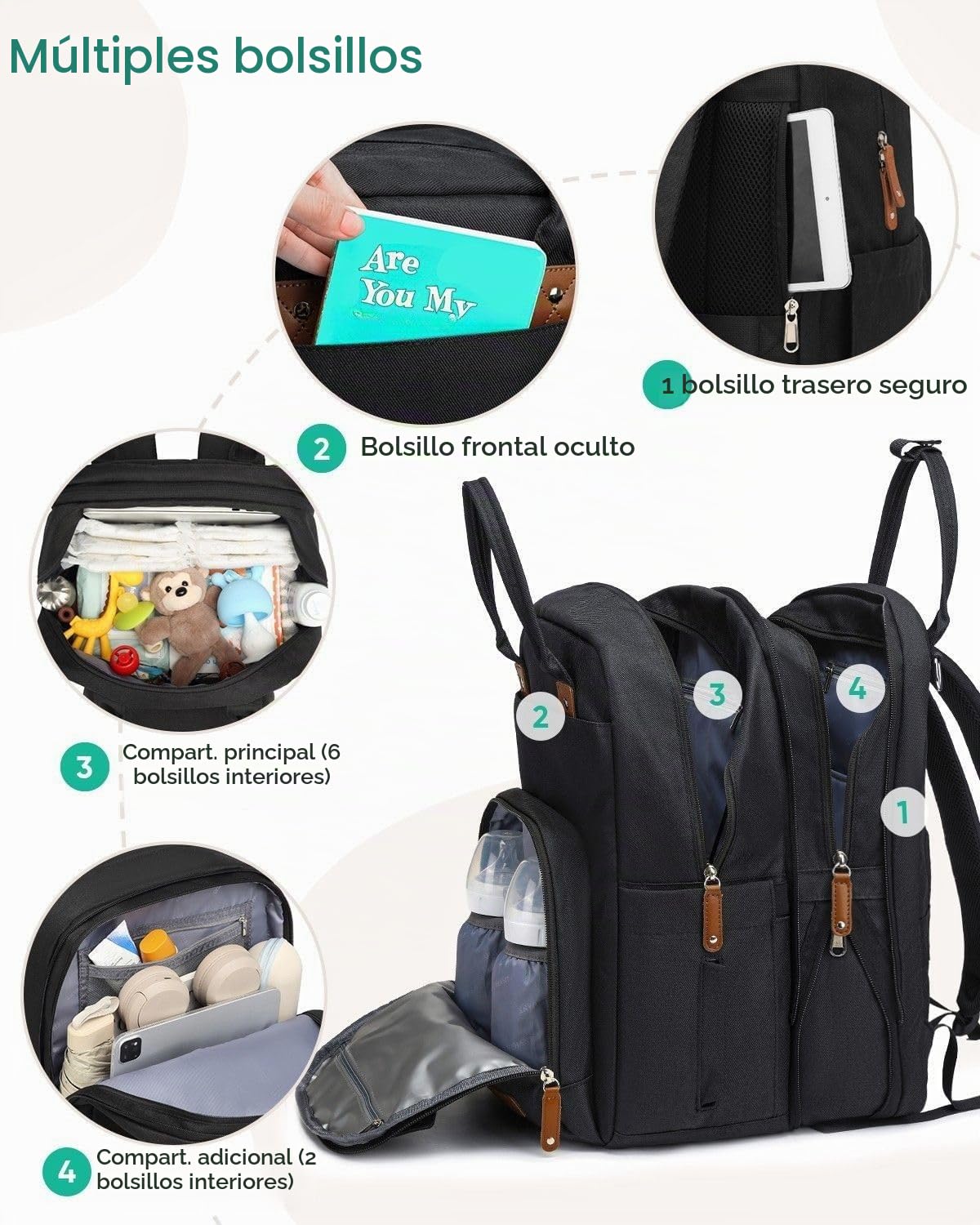 Qualyphant Mochila de pañales extragrande para 2 niños expandible 2...