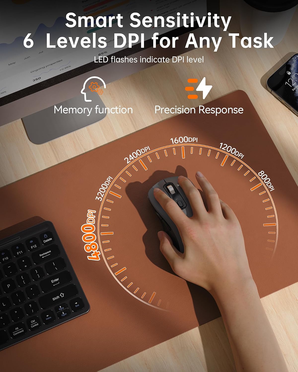 TECKNET Ratón Bluetooth inalámbrico de 3 dispositivos con rueda de...