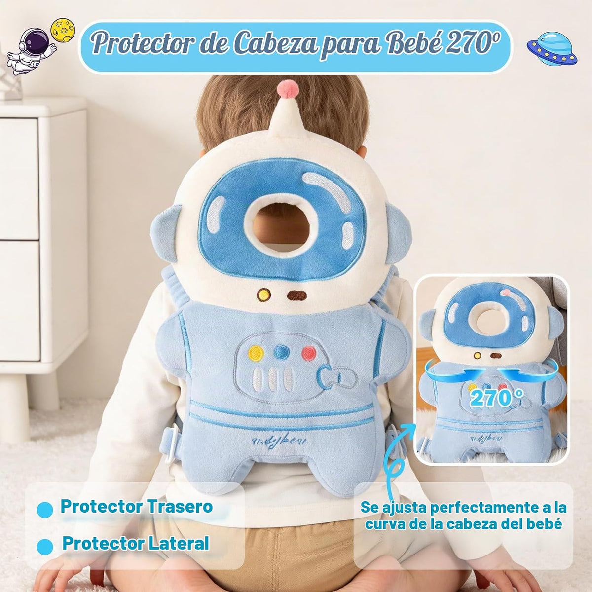 Mochila protectora de cabeza de bebé para caminar gatear (Pad-Astro...