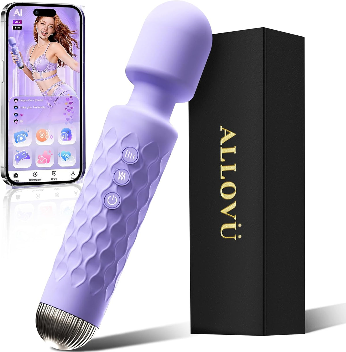 Allovü Varita vibradora para mujeres, vibrador silencioso, juguetes...