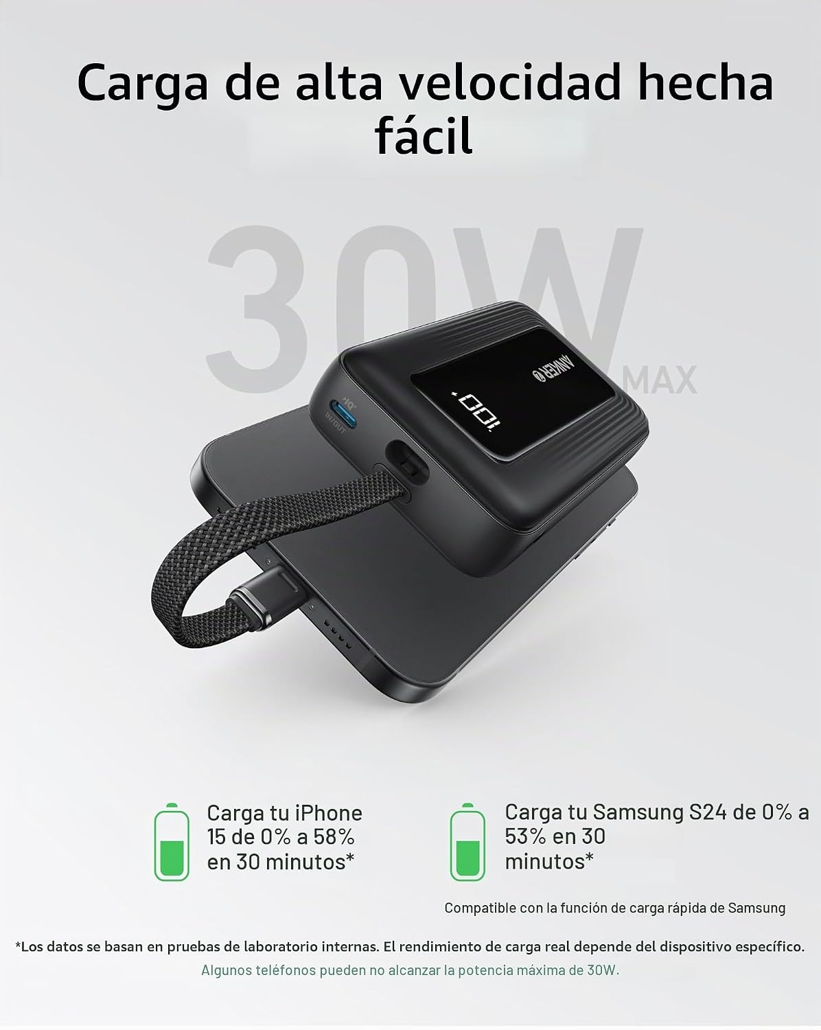 Anker Zolo Power Bank, cargador portátil de 20,000 mAh 30 W con USB...