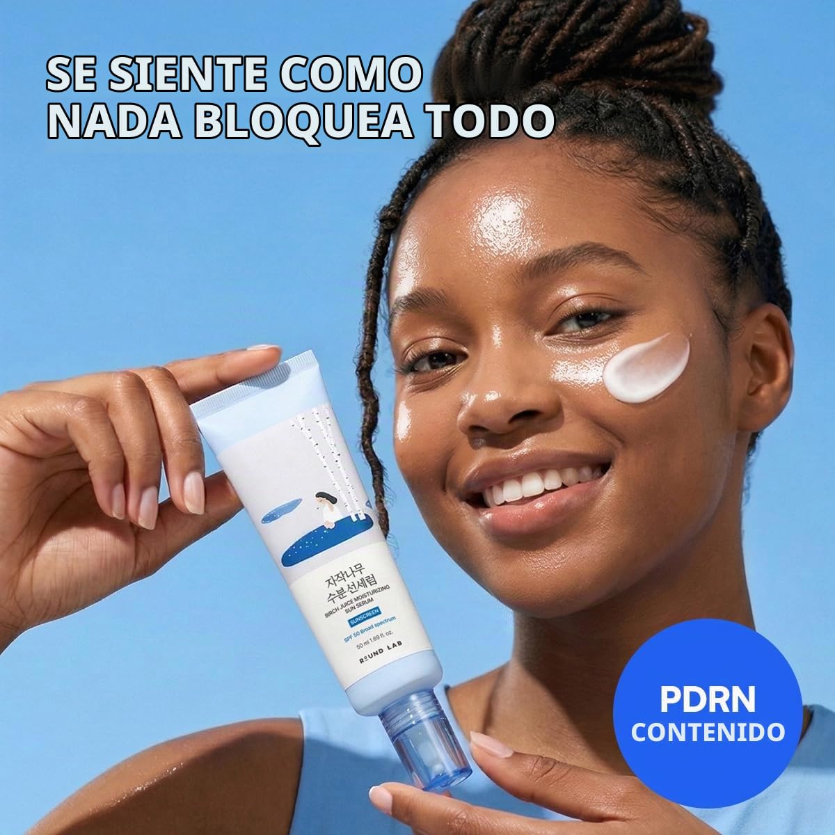 ROUND LAB Suero solar hidratante de jugo de abedul SPF 50, 1.69 Fl...
