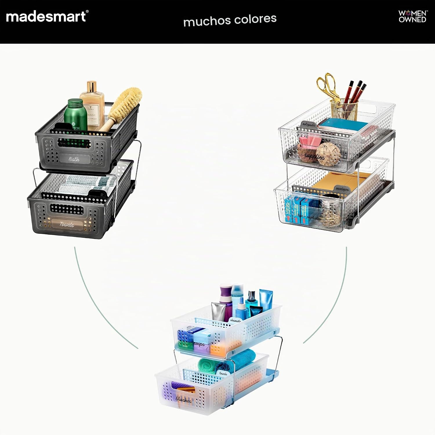 madesmart Organizador de 2 niveles, almacenamiento deslizable para...
