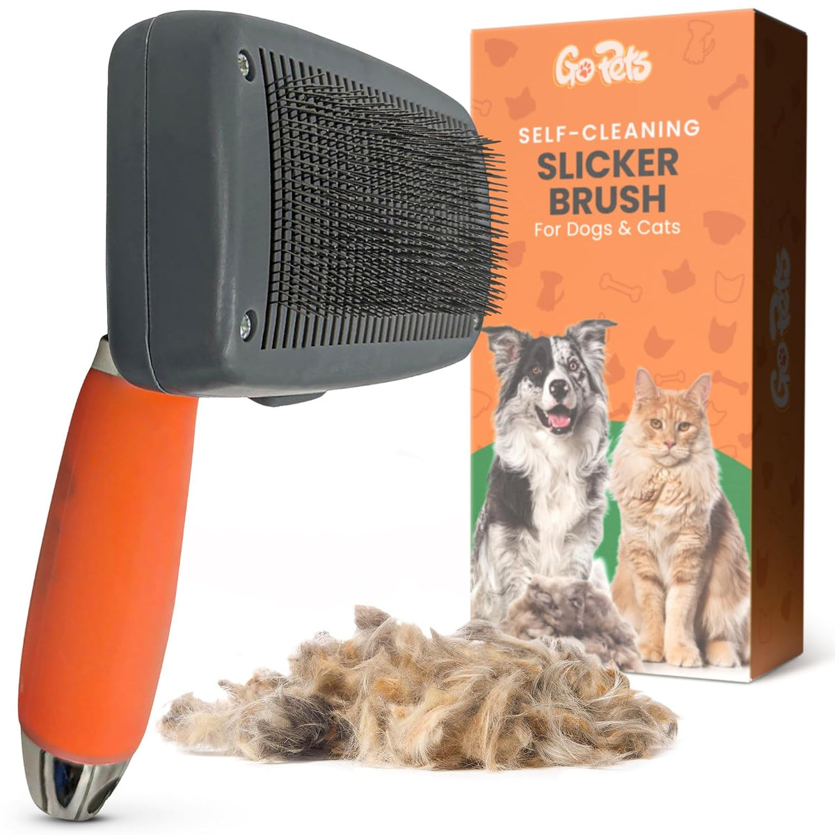 GoPets Cepillo autolimpiante para perros y gatos, peine para quitar...