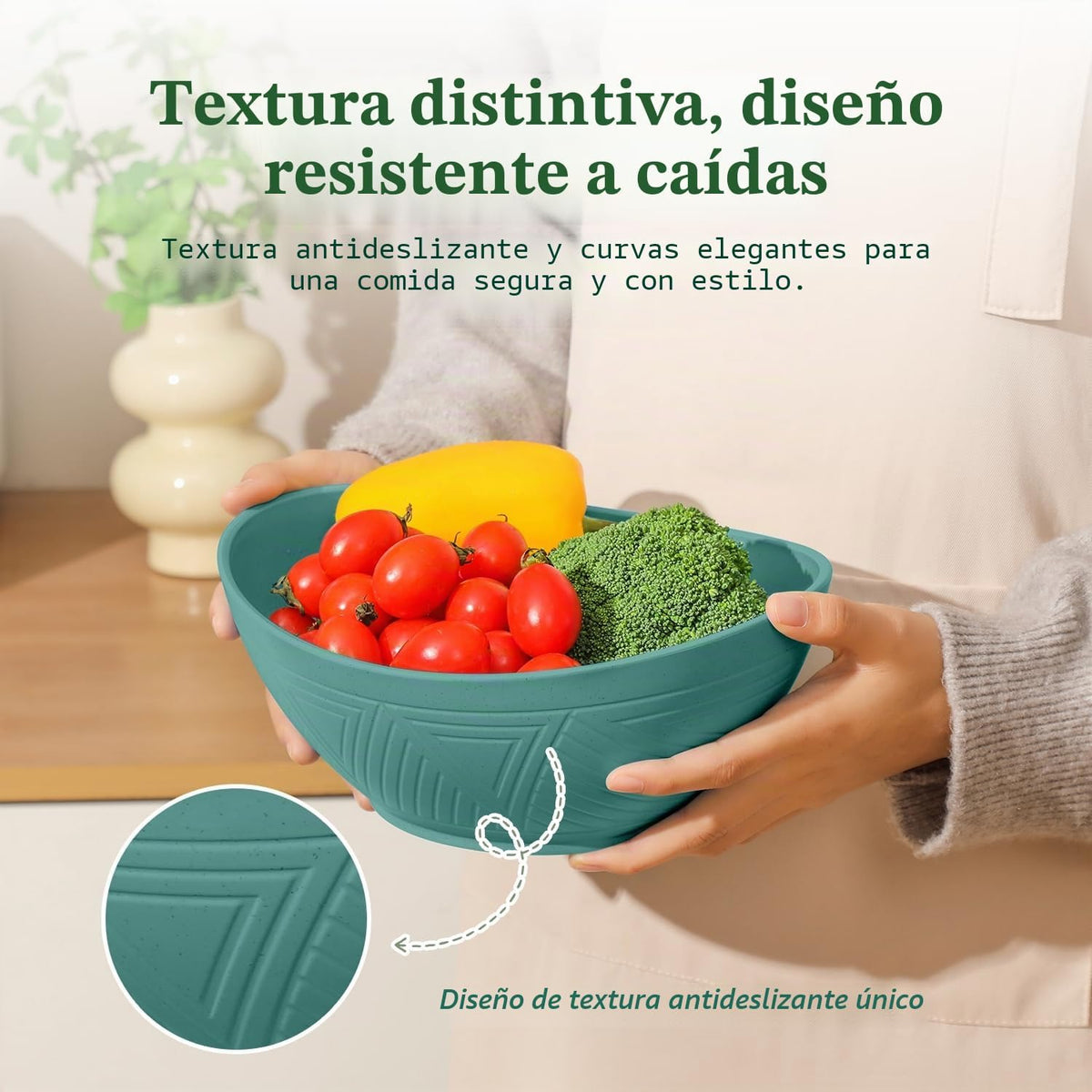 Homienly Juego de 6 cuencos de 60oz de paja de trigo, cuencos para...