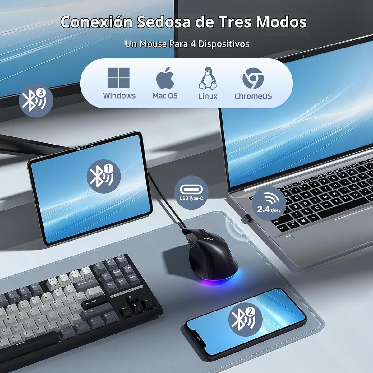 LTC GM051 Ratón ergonómico vertical inalámbrico \u2013 8K DPI óptic...
