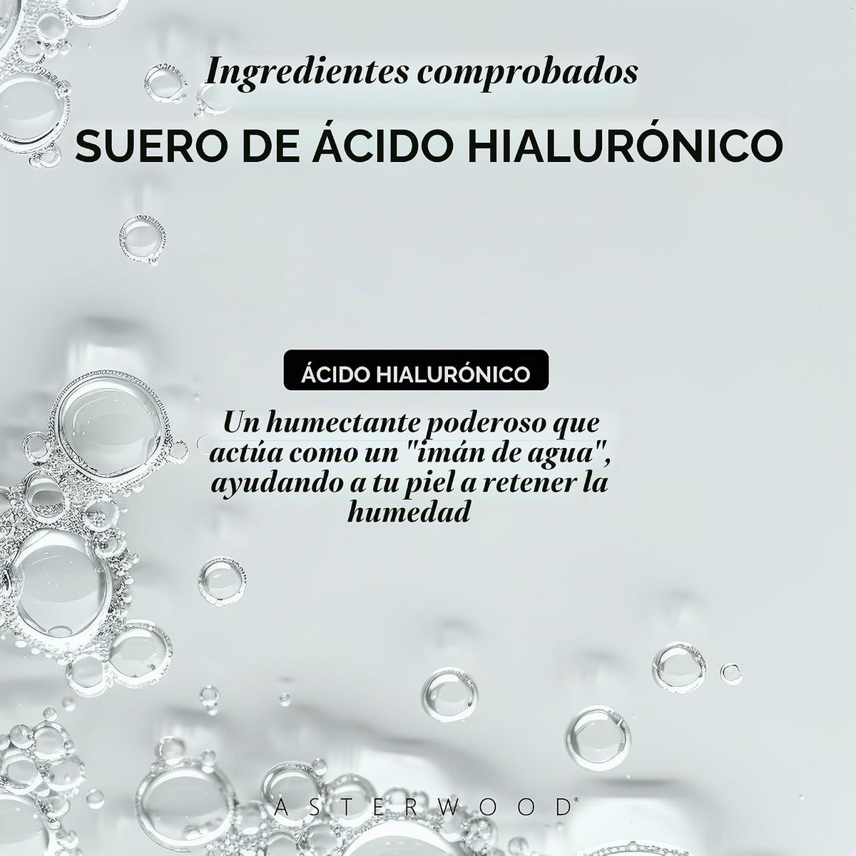 Suero de ácido hialurónico puro Asterwood para rostro, antienvejeci...