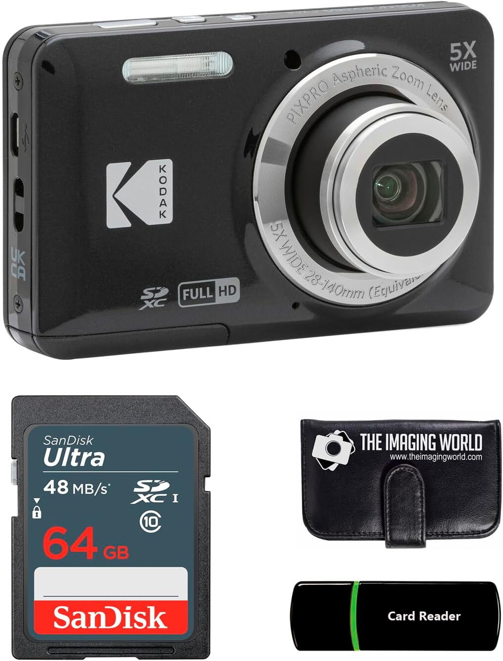 Kodak PIXPRO FZ55 cámara digital negra de 16 MP con zoom óptico 5X,...