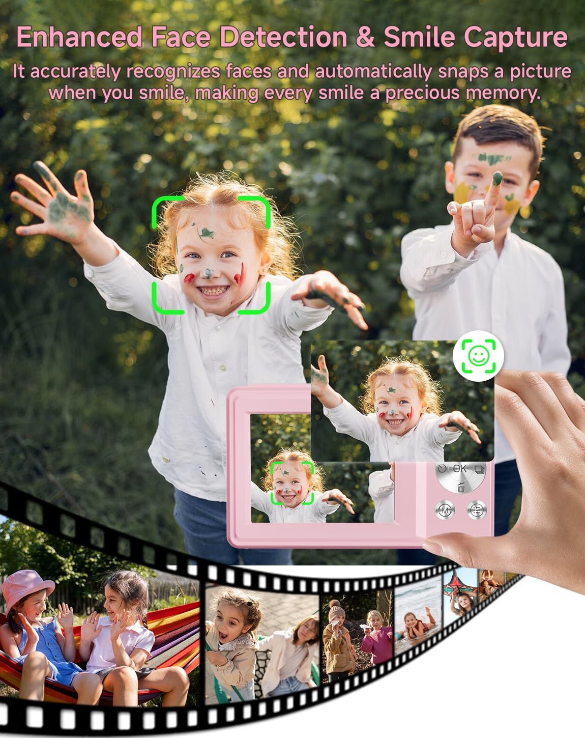 Cámara digital para niños, FHD 1080P 44MP cámara digital para apunt...