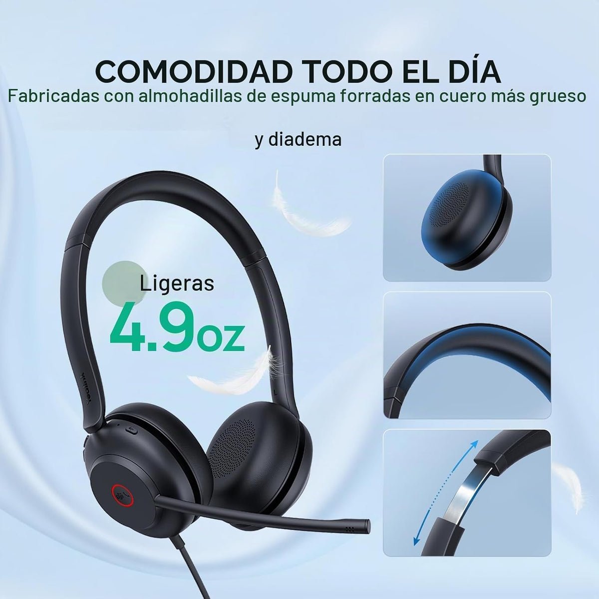 Yealink Auriculares USB UH35 para PC, Auriculares con Cable con Mic...