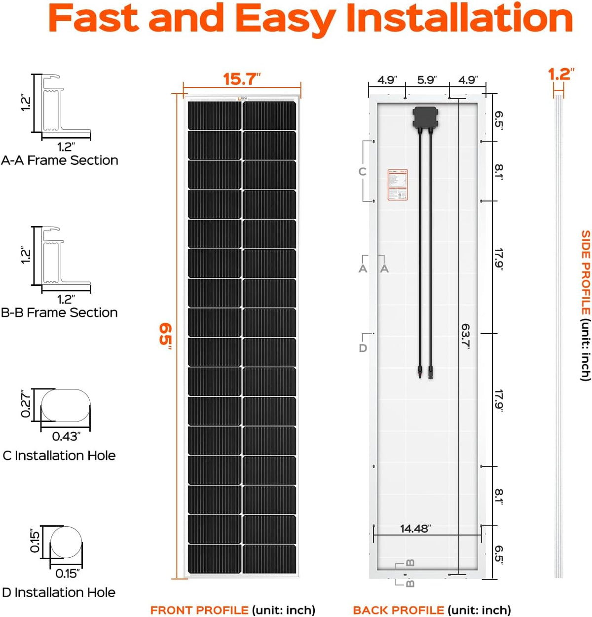 RICH SOLAR MEGA 130 Slim - Paquete de 2 paneles solares monocristal...