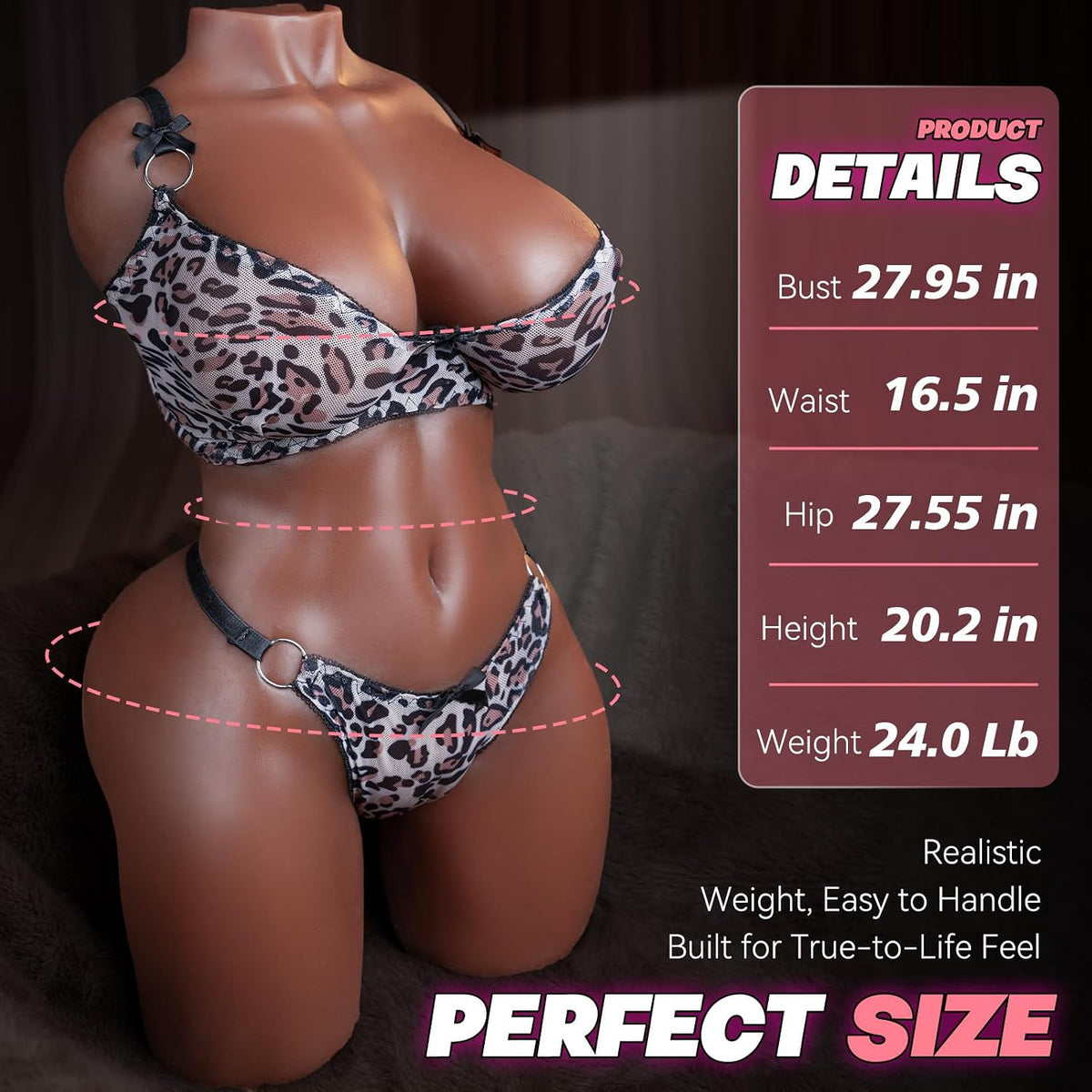 Sexpower Muñeca sexual realista de 24 libras, torso femenino realis...