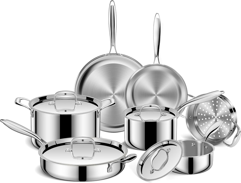 EWFEN Juego de ollas y sartenes, juego de utensilios de cocina de a...