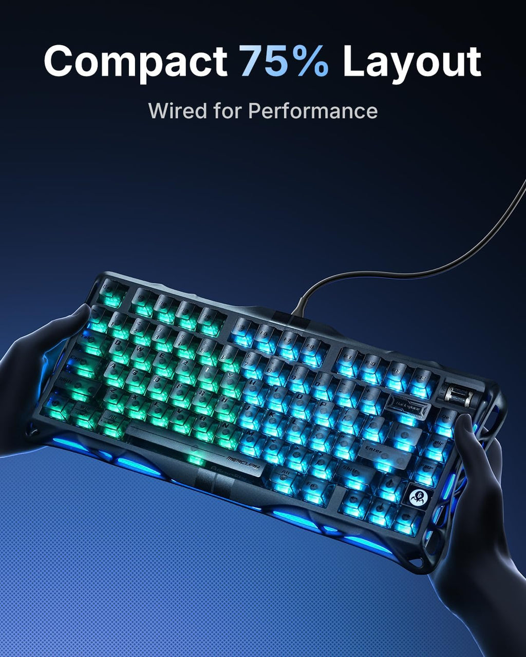 GravaStar Mercury V75 Teclado para juegos con efecto Hall, teclado...