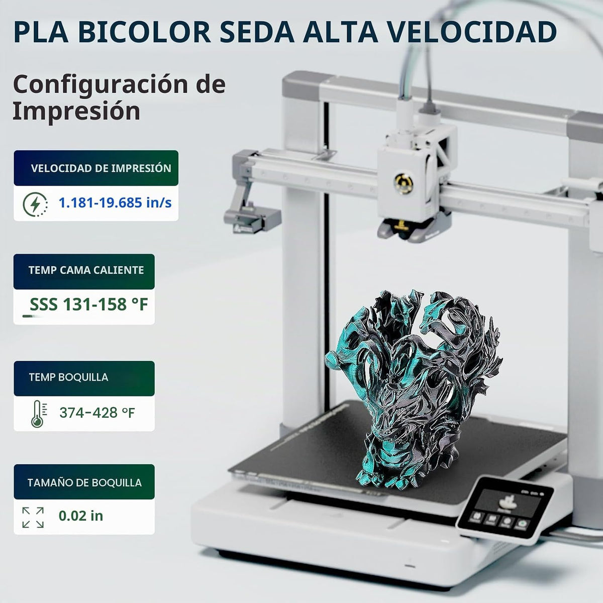 ERYONE Filamento de ácido poliláctico (PLA) de seda bicolor para im...