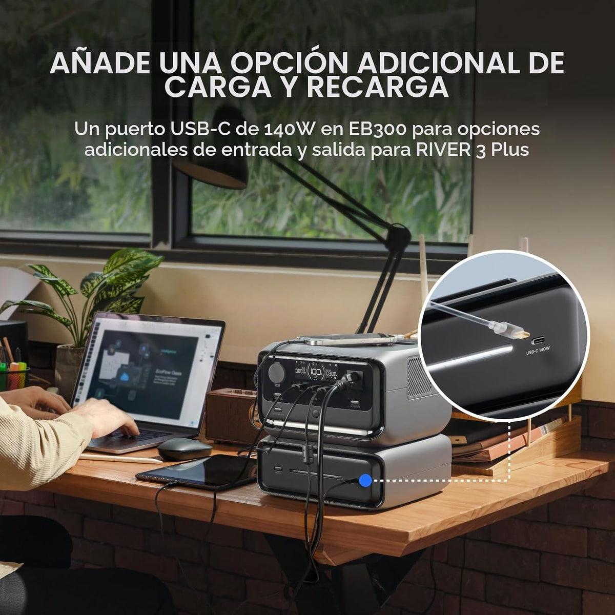 Central eléctrica portátil EF ECOFLOW River 3 Plus con batería adic...
