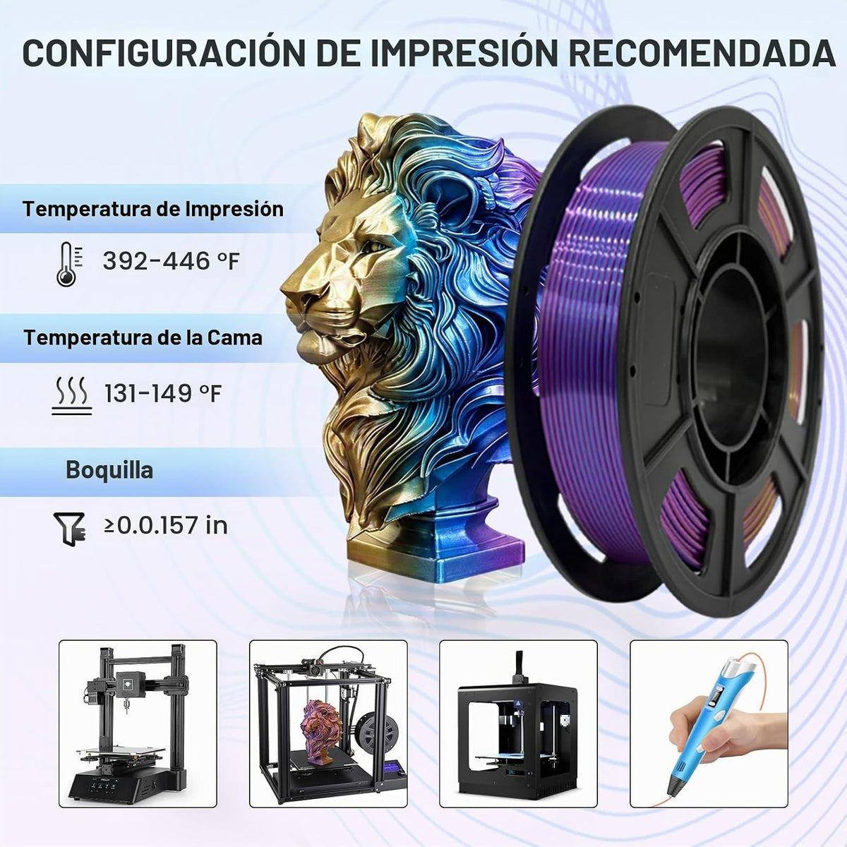 Frucindra Paquete de filamentos para impresora 3D de seda PLA+, bri...