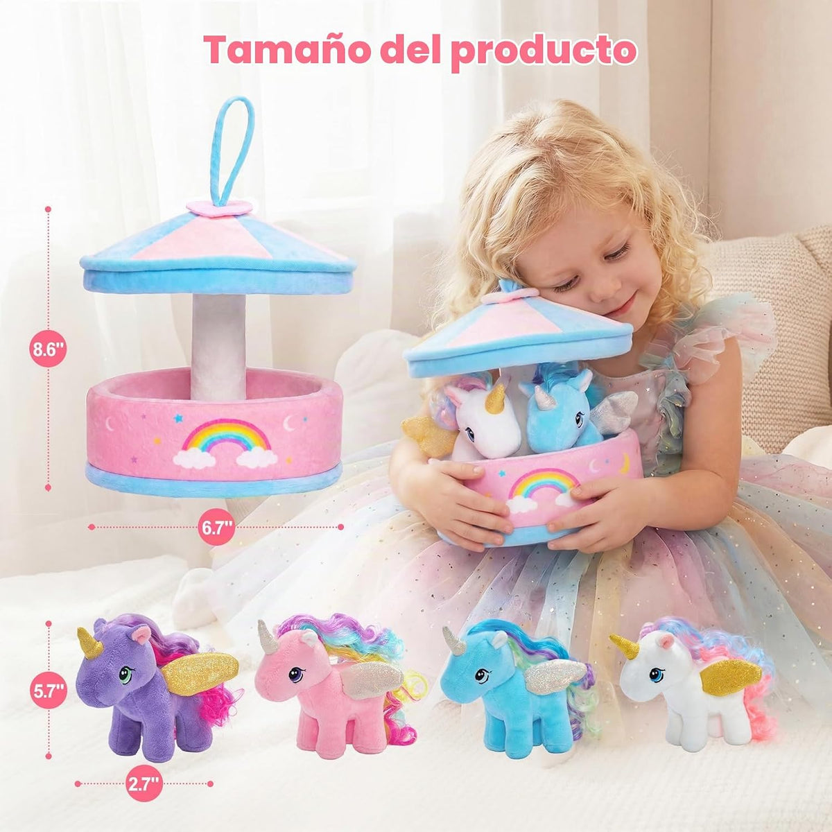 OUOZZZ Juguetes de unicornio para niñas, 4 mini peluches | Casa de...