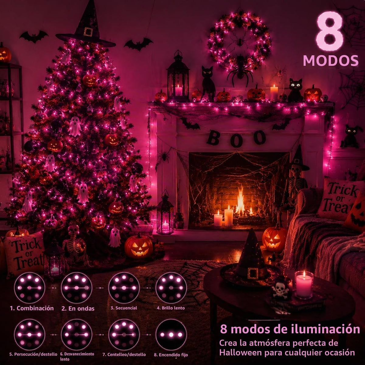 JMEXSUSS 200 luces LED rosas para decoración de habitaciones, luces...
