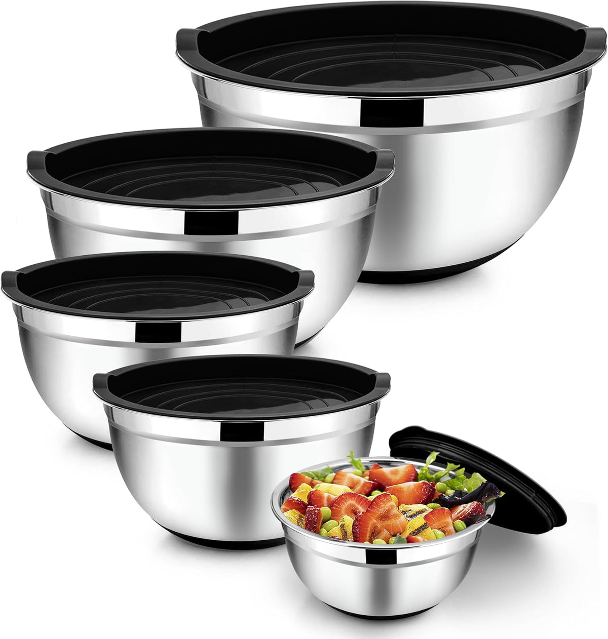 TeamFar Tazones para mezclar con juego de tapas, 7\/3.5\/2.5\/1.5\/...