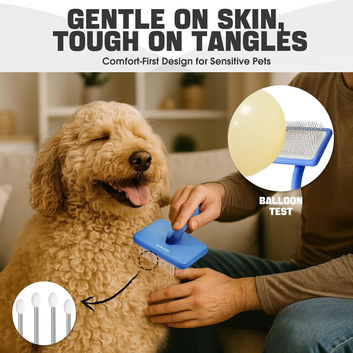 Bonteck Juego de Cepillo Alisador para Perros para Kit de Aseo 4 Pi...