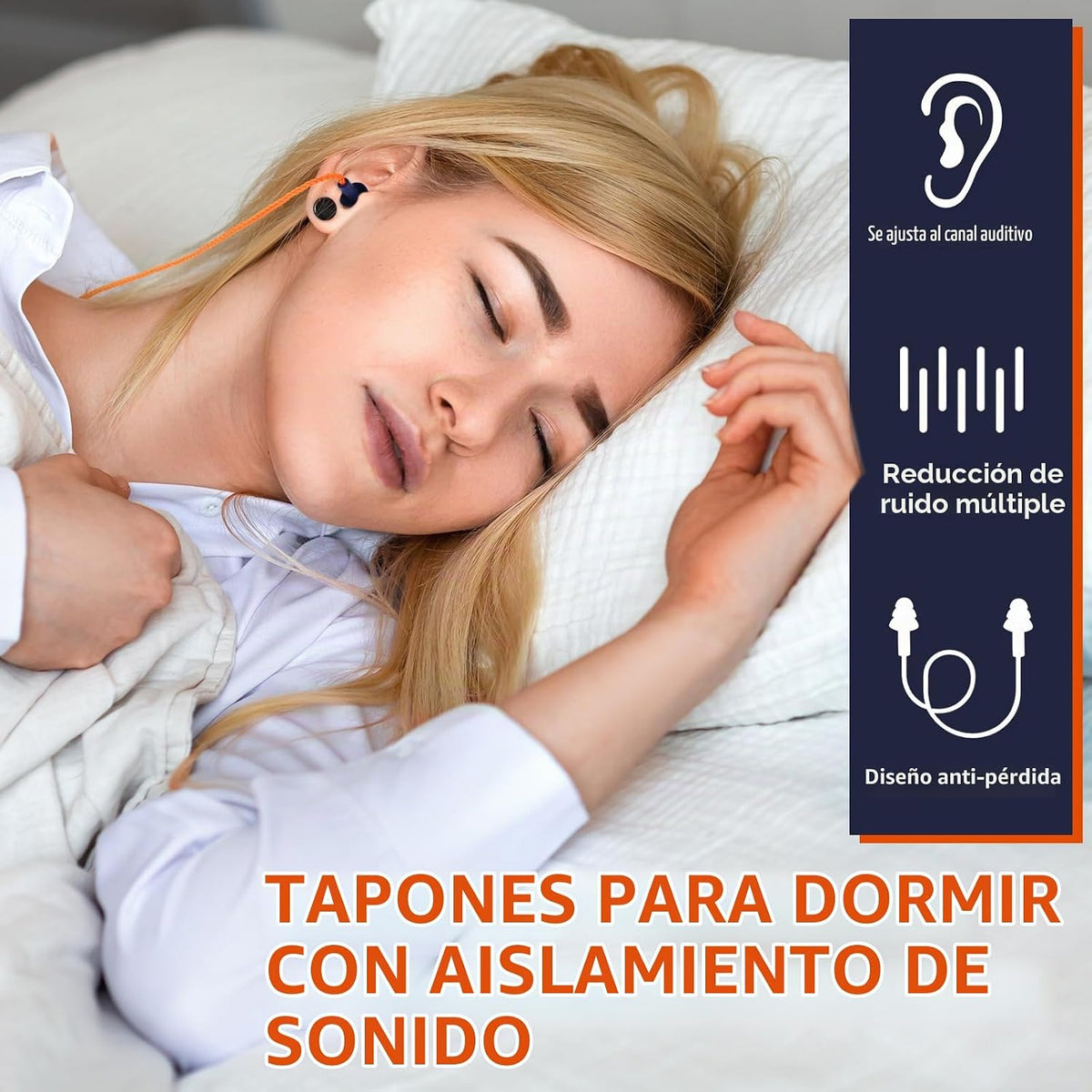Xuhal - 200 pares de tapones de silicona con cable, color azul mari...