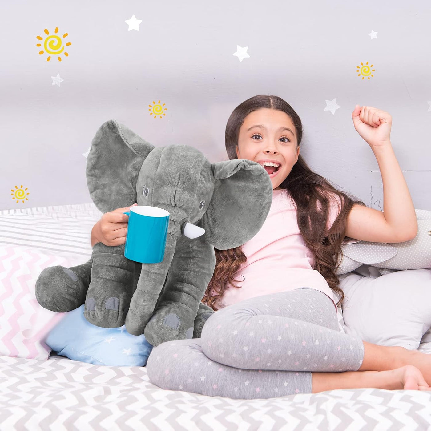 Yulejo Elefante gigante de peluche de gran tamaño de 23.6 pulgadas,...