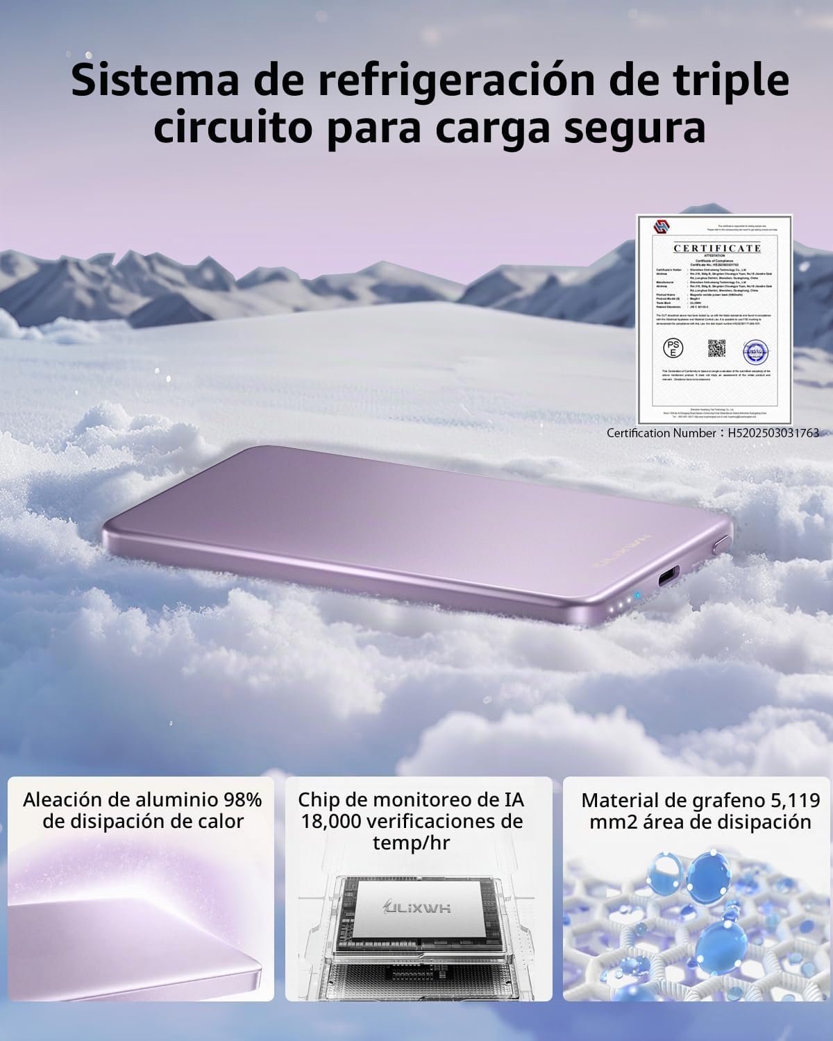 [0.3" Ultra Delgado] [Aleación] ULiXWH para cargador portátil M...