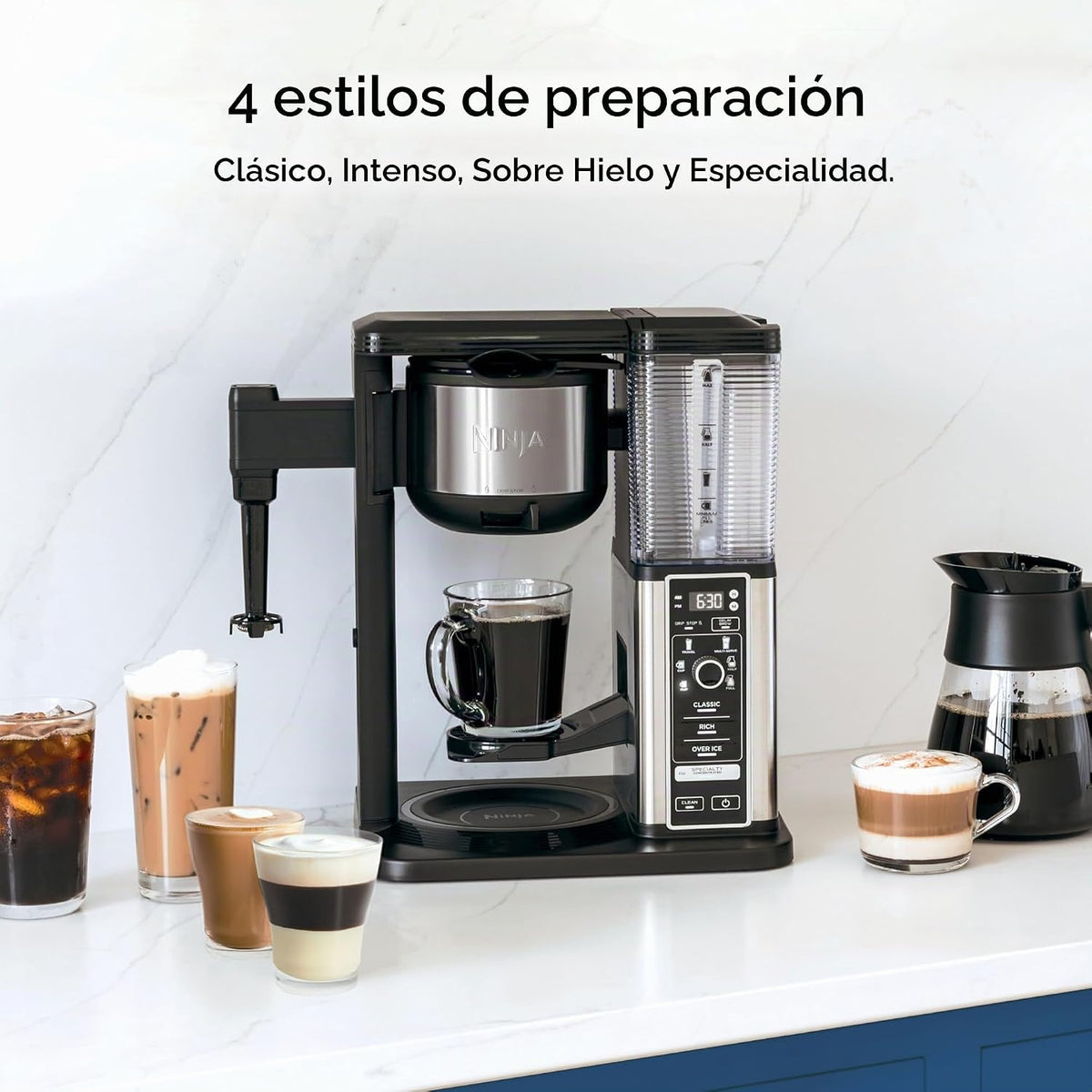 Cafetera Ninja, jarra de 10 tazas, espumador plegable, negro, CM401...