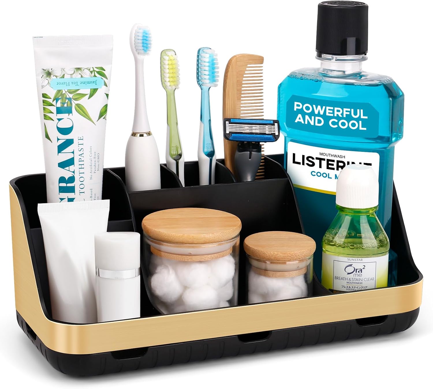 GFWARE Soportes para cepillo de dientes dorados para baños Organiza...