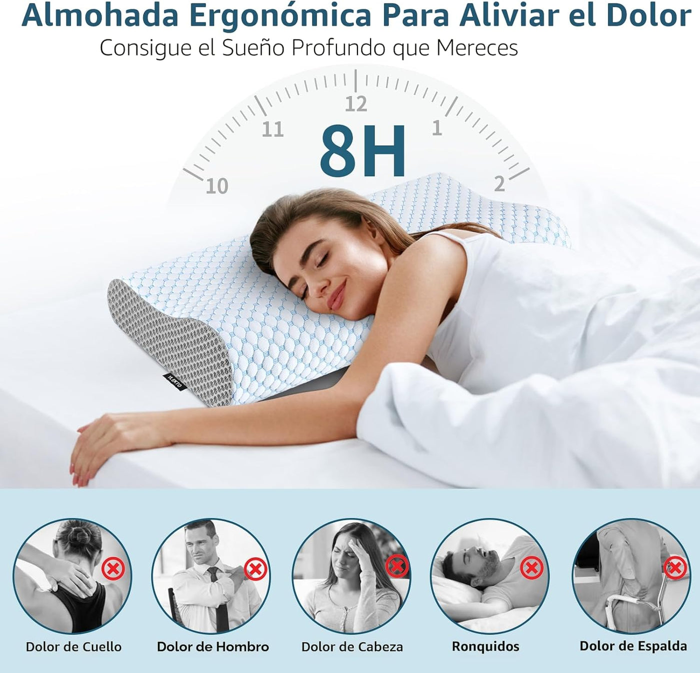 Almohada cervical para aliviar el dolor de cuello, almohadas de esp...