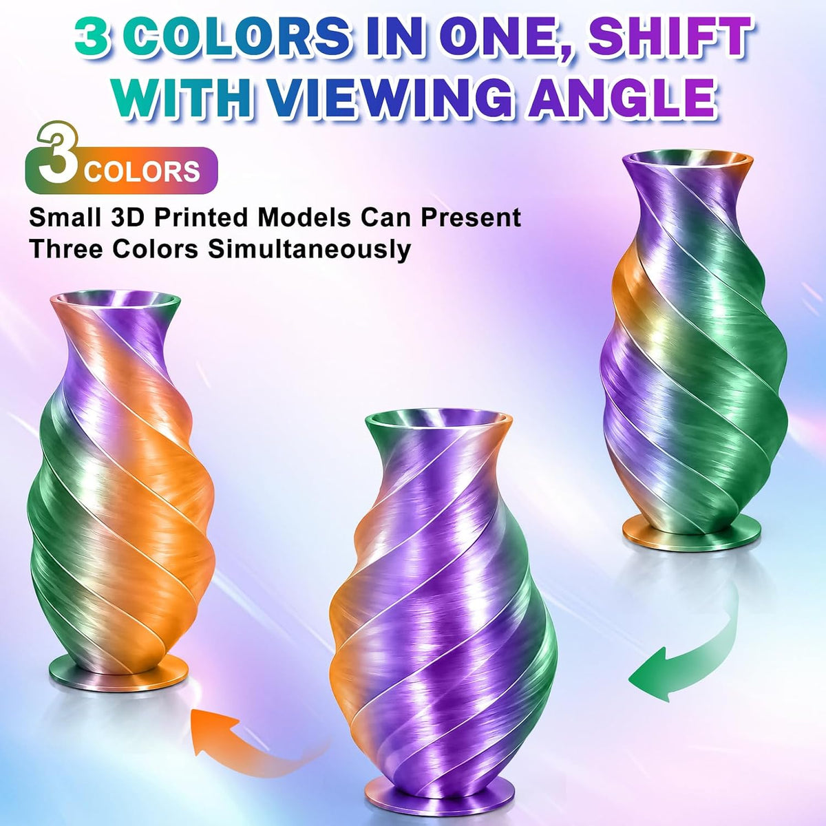 Colourbing Filamento de seda tricolor PLA+ para impresora 3D de 0.0...