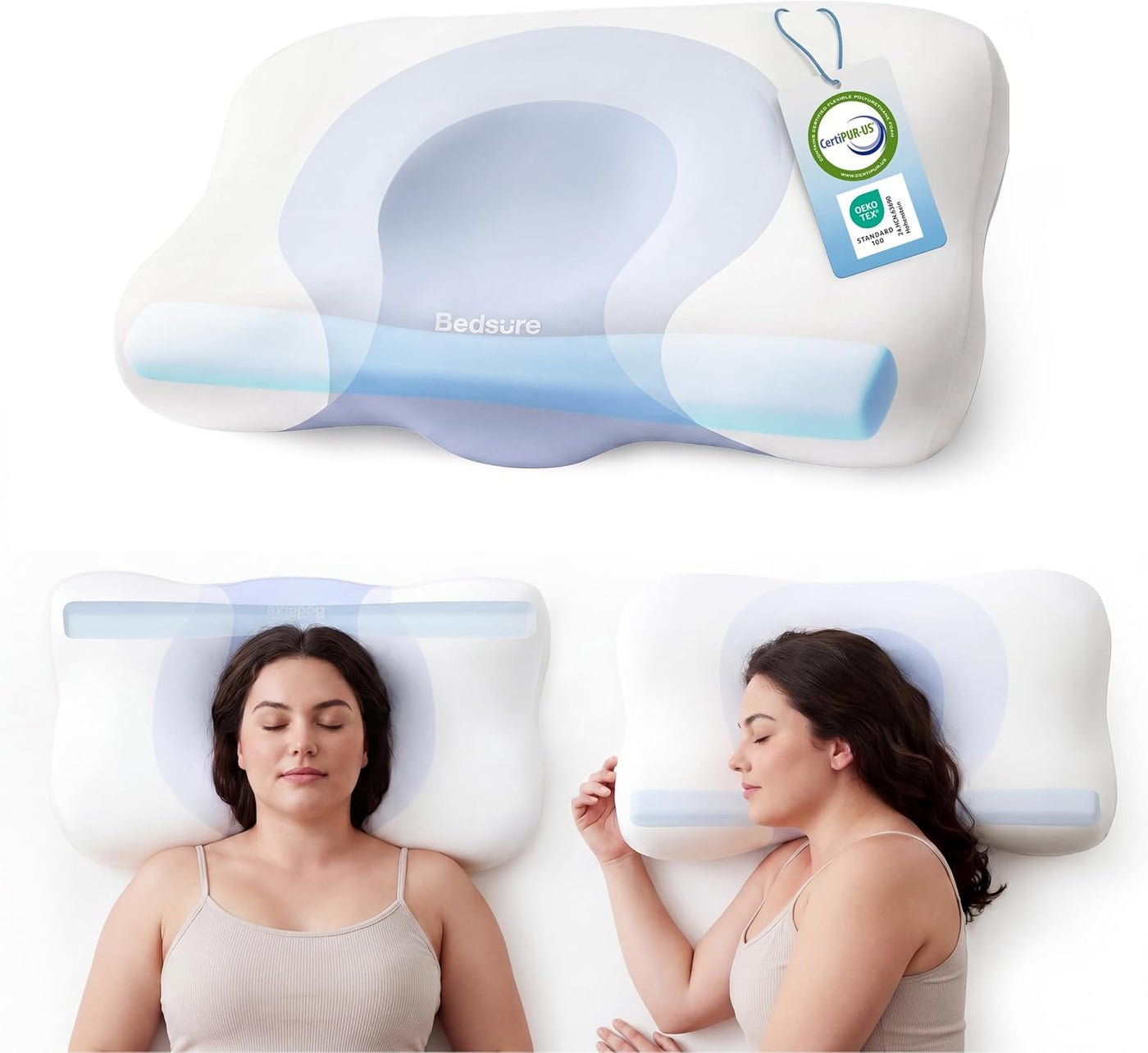 Bedsure Almohada cervical para el cuello \u2013 Almohadas de espuma...