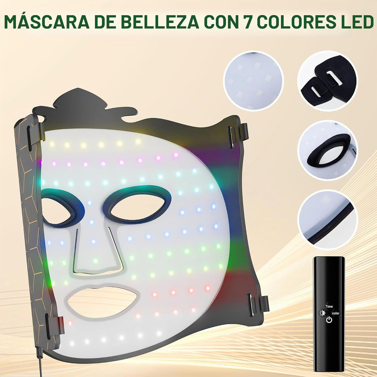 gelpal Máscara facial LED de 7 a 1 colores para el cuidado de la pi...