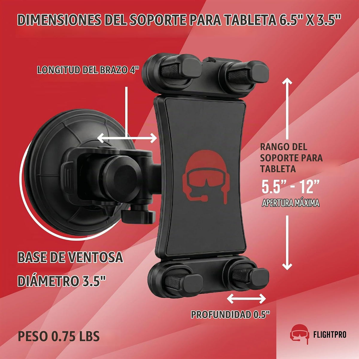FlightPro - Soporte para iPad de avión, ventosa, pilotos, 4-13 pulg...